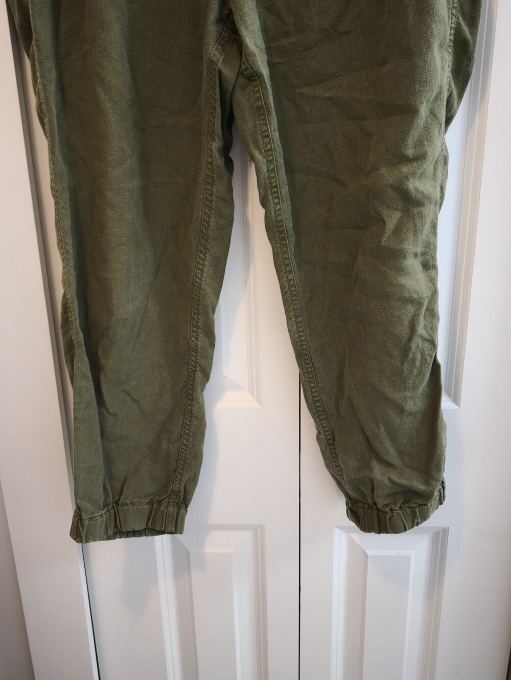 J Crew Point Sur Linen Olive Green Drawstring Waist Pants - Picture 2 of 8